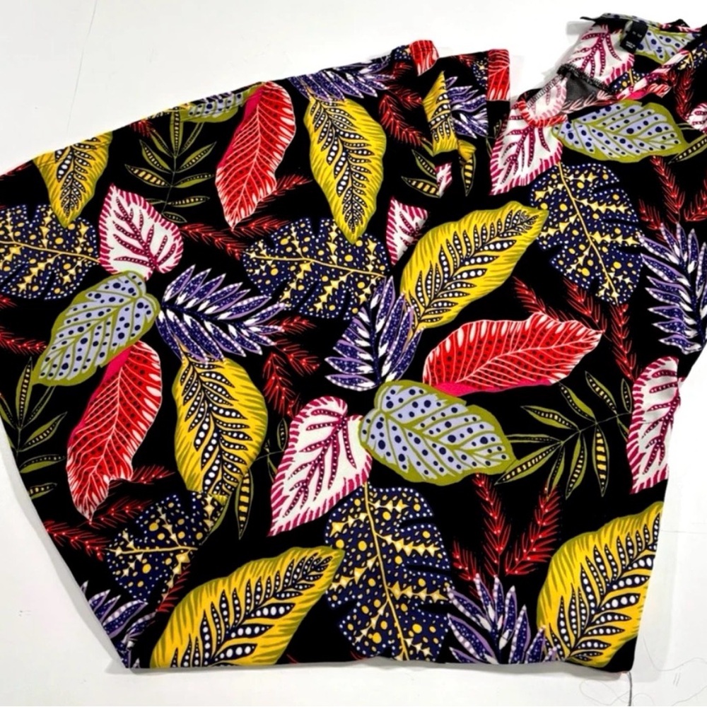 Attitudes By Renee Multicolor Leaf Pattern Top - image 2